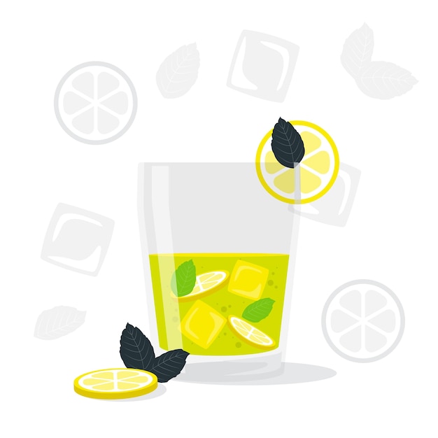 Lemon Juice drink margarita mojito concept illustration