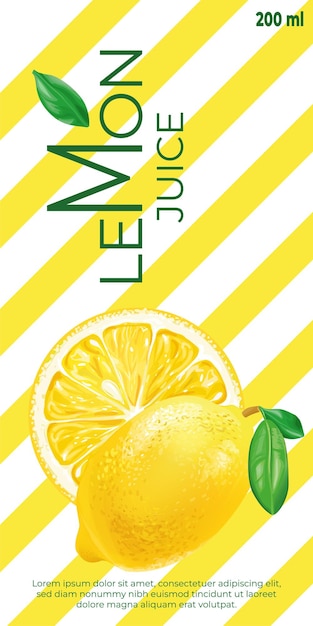 Vector lemon juice packaging design