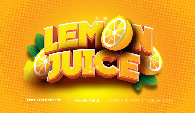 Vector lemon juice tekststijl effect bewerkbaar