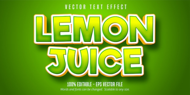 Lemon juice text, green editable text effect