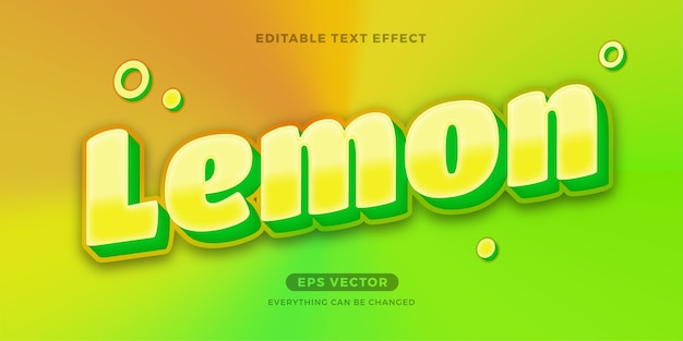レモンジュースのトレンディな編集可能なテキスト効果