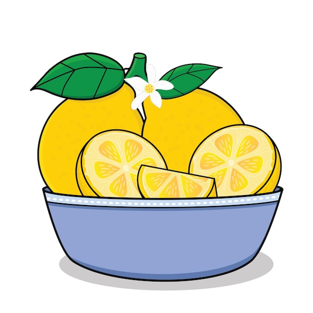 Lemon lemon in basket cartoon icon vector design illustration wallpaperlemon with leaf yellow lem