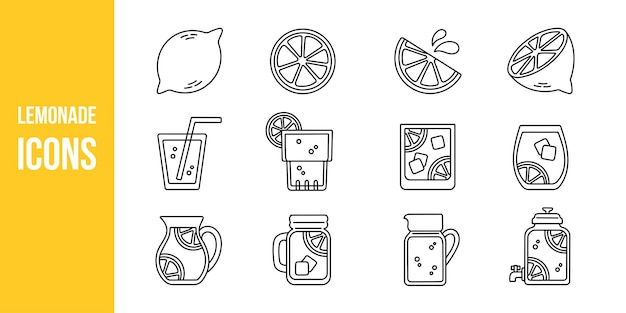 레몬 라임 아이콘 세트 웹 디자인을 위한 레몬 라임을 위한 터 아이콘의 윤 세트