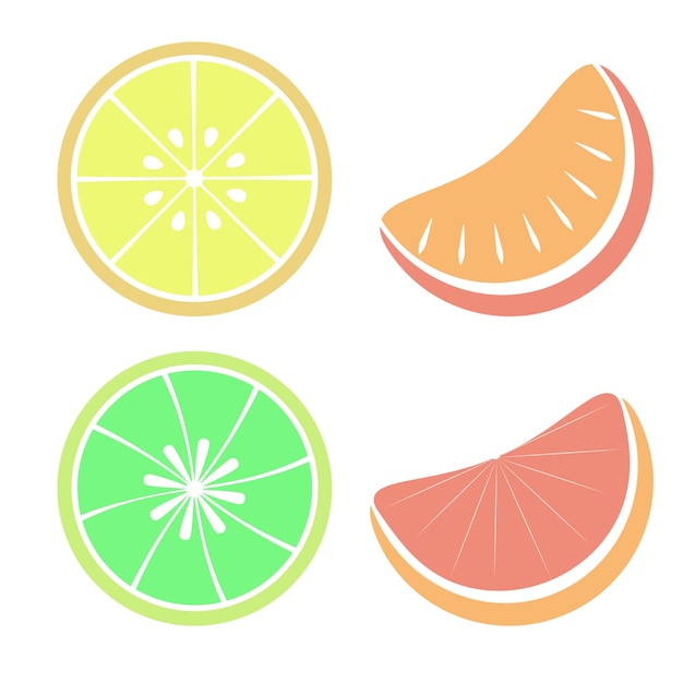 lemon, lime, orange and grapefruit set