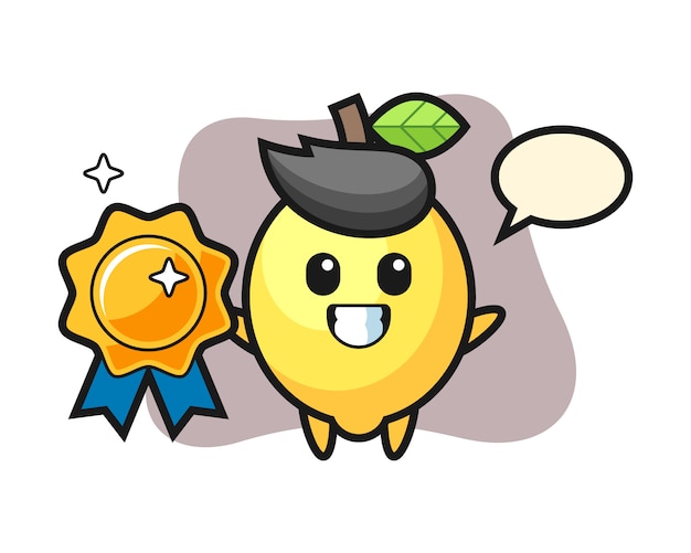 Lemon mascot illustration  holding a golden badge
