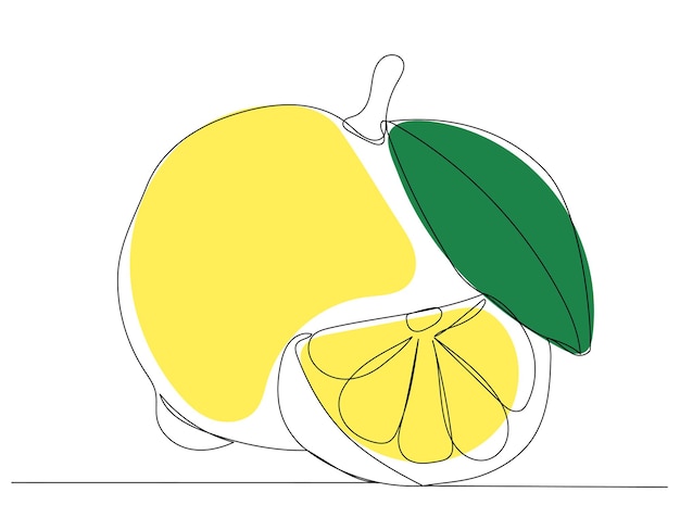 Lemon one continuous line drawing vector