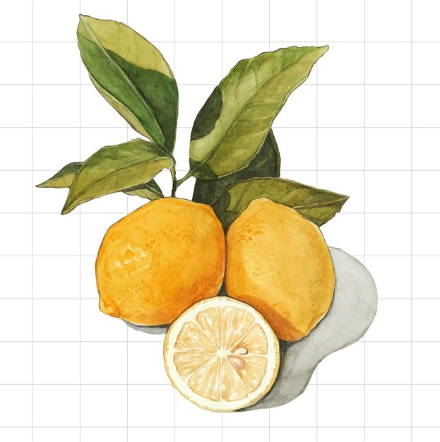 Vector lemon painted with watercolor