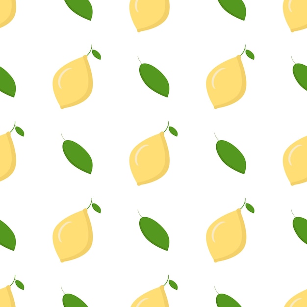 Lemon pattern in flat style on white background