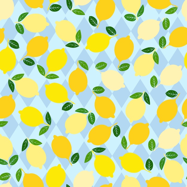 Lemon pattern Seamless decorative background with yellow lemons