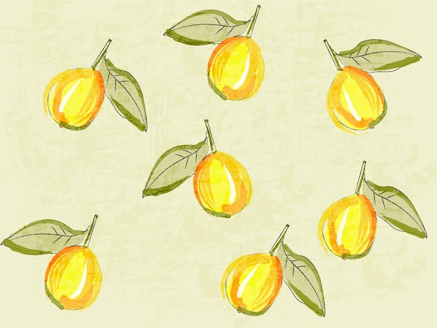 Vector lemon pattern vector texture fresh fruits vintage designs