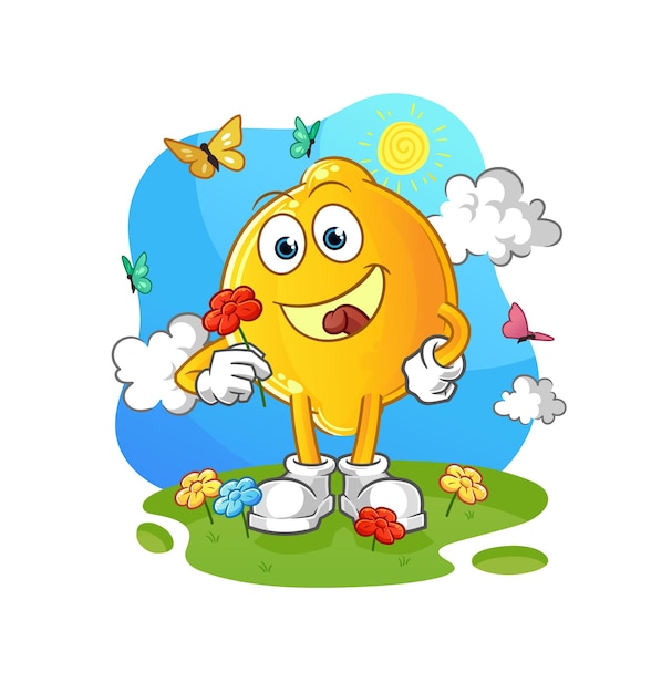 Lemon pick flowers in spring. character vector