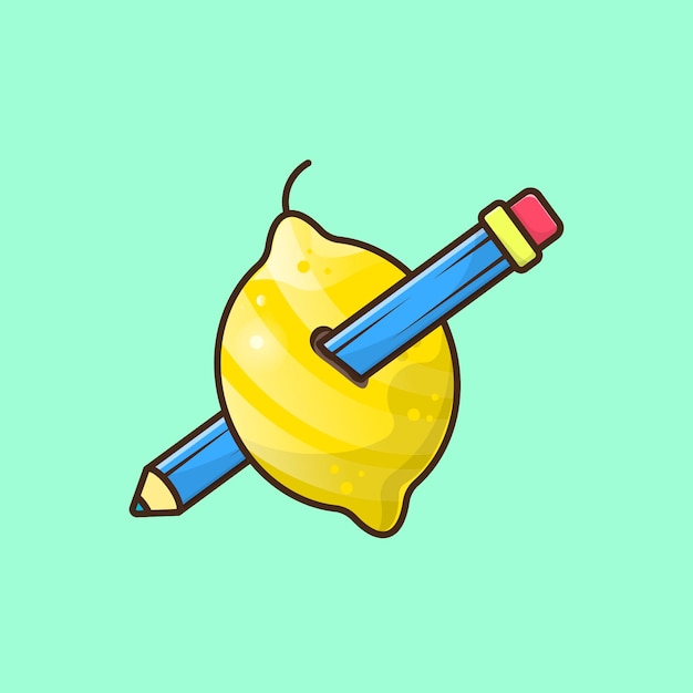 A lemon pierced by a pencil