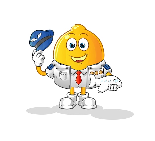 Lemon pilot mascot. cartoon vector