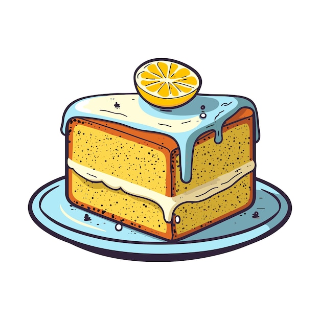 Lemon poppy seed cake clip art illustration