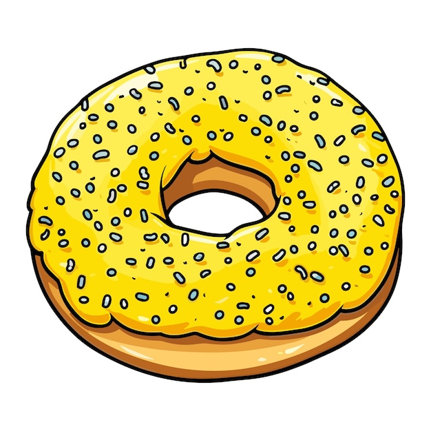 Lemon poppy seed donut clip art illustration