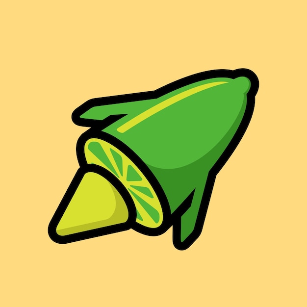 Lemon rocket cartoon logo. lemon and rocket combination concept logo icon.