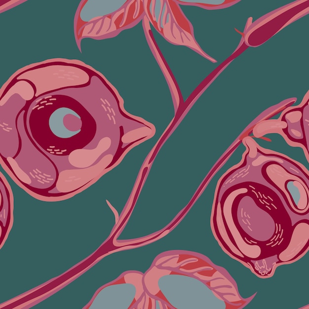 Vector lemon seamless pattern. simple marker lime. botanical illustration. psychedelic citron motif.  modern hand drawn background. green ash and pink vector summer citrus print.