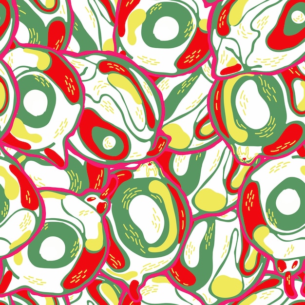 Lemon Seamless Pattern. Vector Summer Citrus Print. Psychedelic Citron Motif. Simple Marker Lime. Botanical Illustration. Cerulean Blue, Red and Ultimate Gray  Modern Hand Drawn Background.