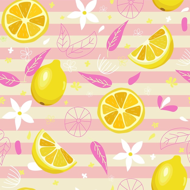 Vector lemon seamless patterns