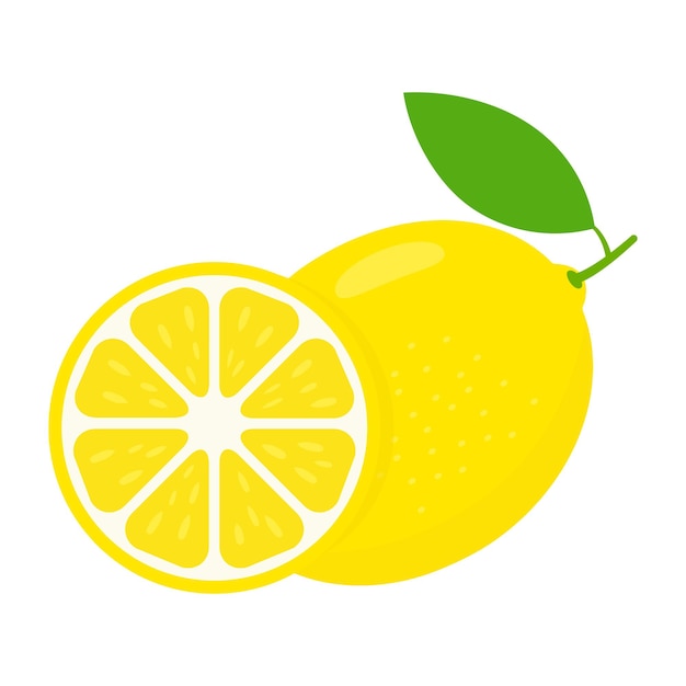 Vector lemon set. fruit citrus with pieces or slices