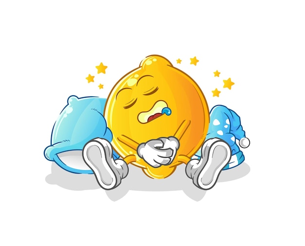 Lemon sleeping character. cartoon mascot vector