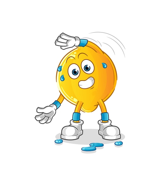 lemon stretching character. cartoon mascot vector