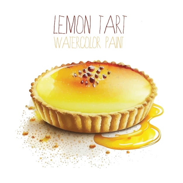 Vector lemon tart watercolor paint ilustration