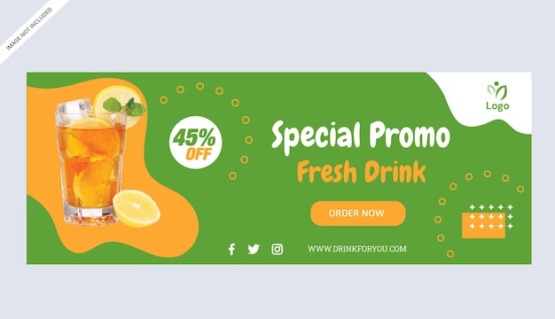 lemon tea drink banner store print promotional business design template