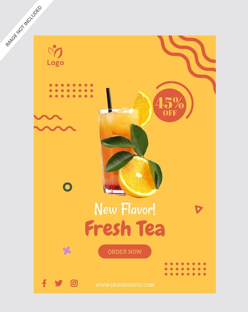 Vector lemon tea flyer poster promotion store design template