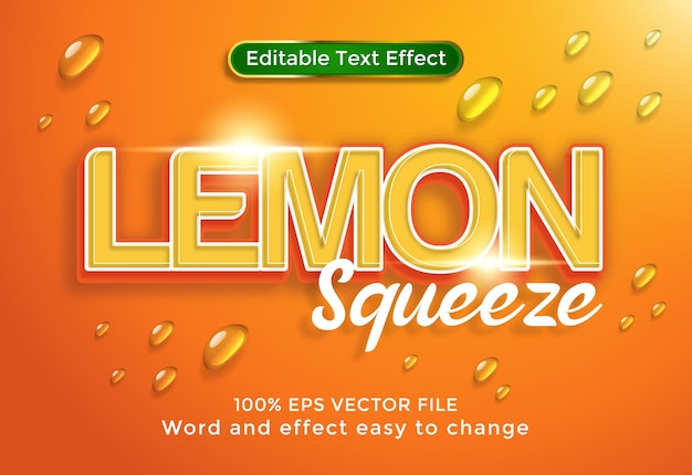 Lemon text, 3D style Editable Text Effect