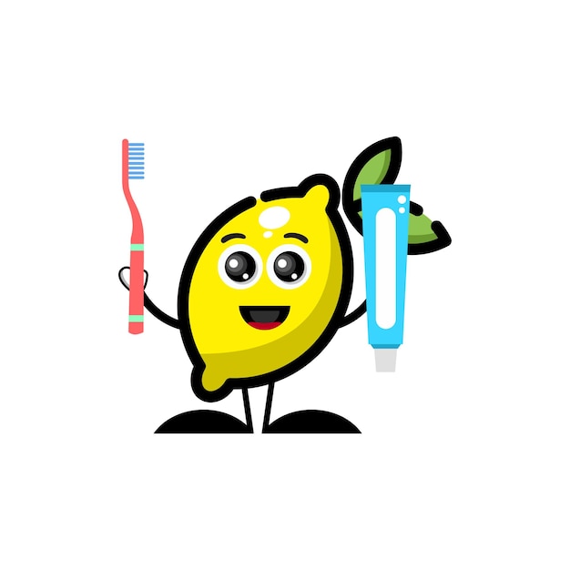 lemon toothbrush character cute logo