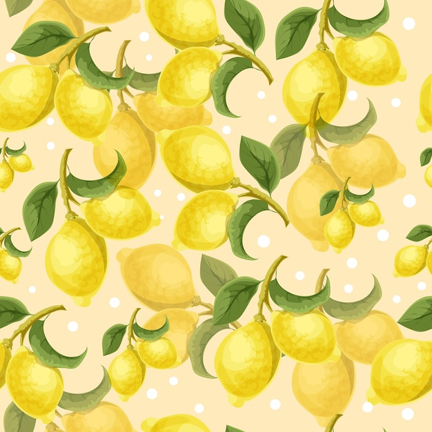 Lemon tree decorative seamless pattern