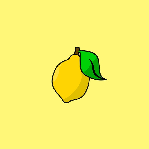 Lemon vector isolated on yellow background