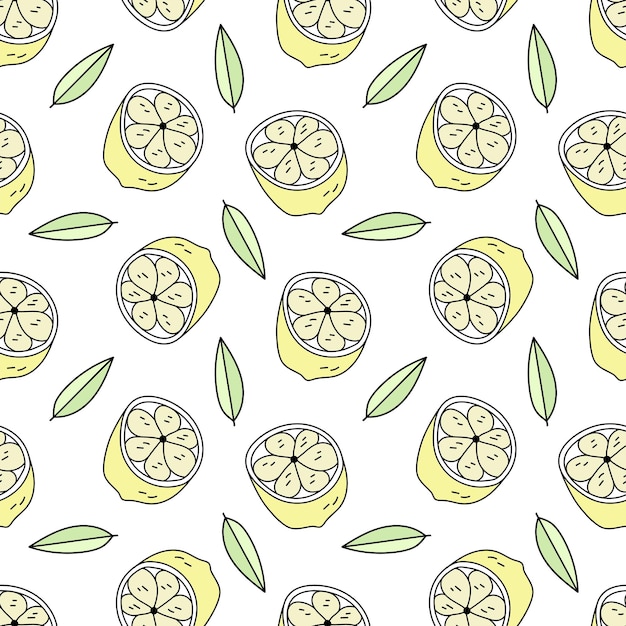 Lemon Vector naadloos patroon in doodle stijl