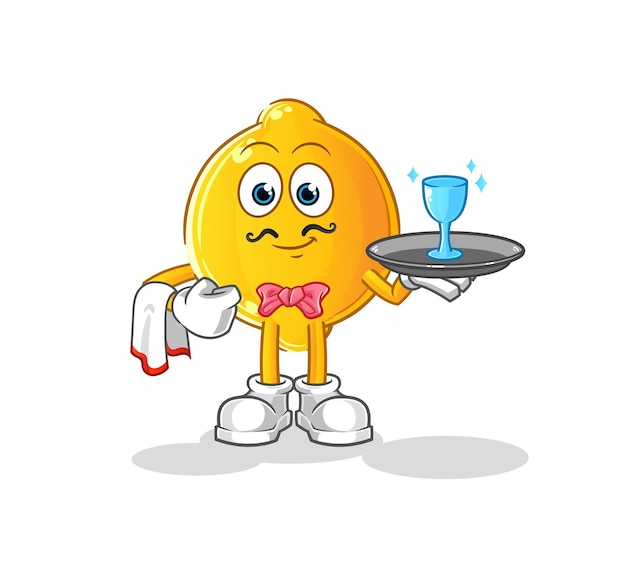 Lemon waiter cartoon. cartoon mascot vector