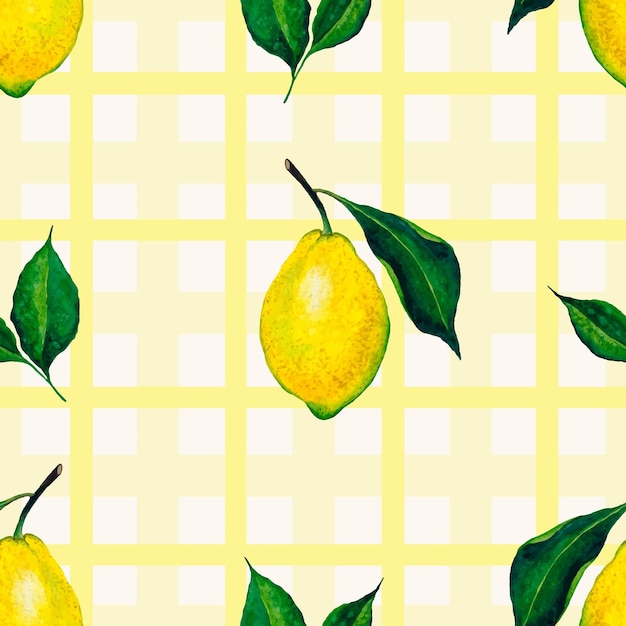 Lemon watercolor hand drawn seamless pattern farmhouse summer wrapping