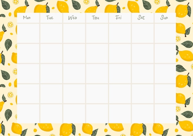 Vector lemon weekly planner