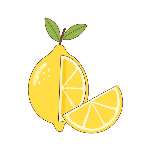 Вектор Целый лимон и его долька