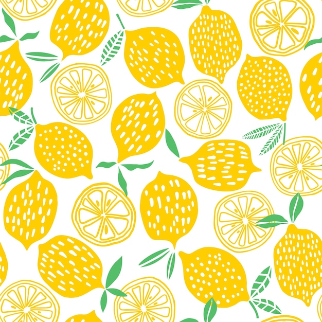 Lemon whole and slice seamless pattern