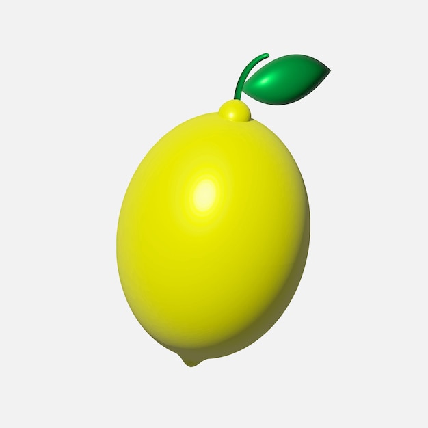 Lemon with a leaf on a branch 3d isometric illustration of lemon Vector stock illustration