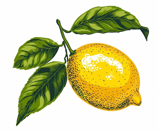 シルエット スタイル の 葉 を 持つ レモン
