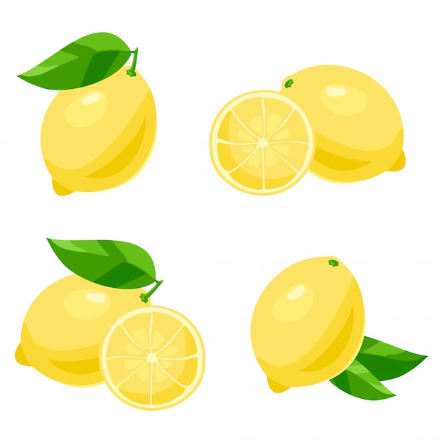 Lemon with leaves.