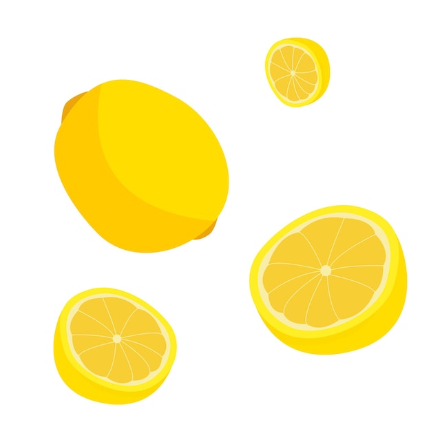 Vector lemon with slice