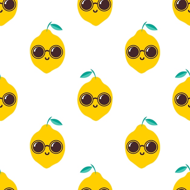 Vector lemon with sunglasses pattern