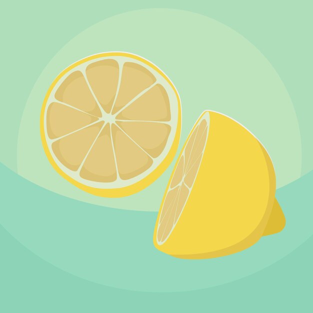 Vector lemon yellow sliced whole fruit summer juice refreshment sunny tropical dessert quench food