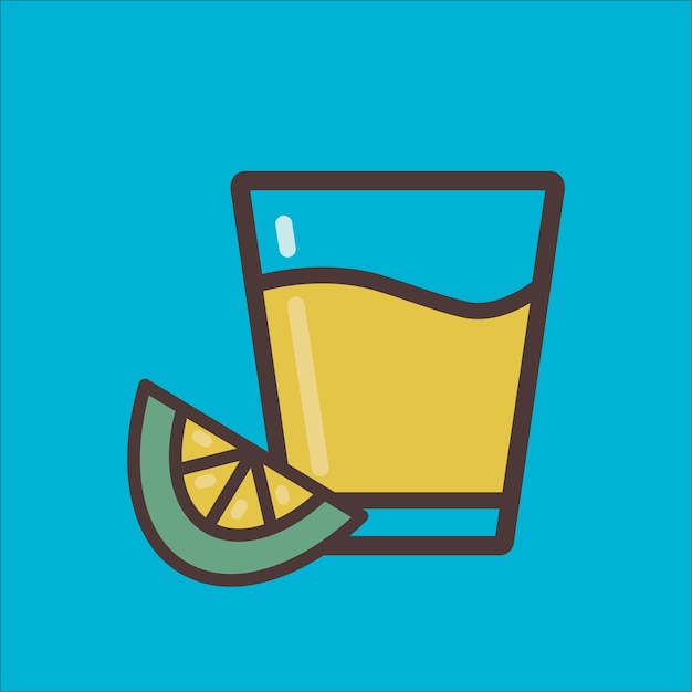 Lemonade icon designFlat vector illustration with glass of fresh lime juice