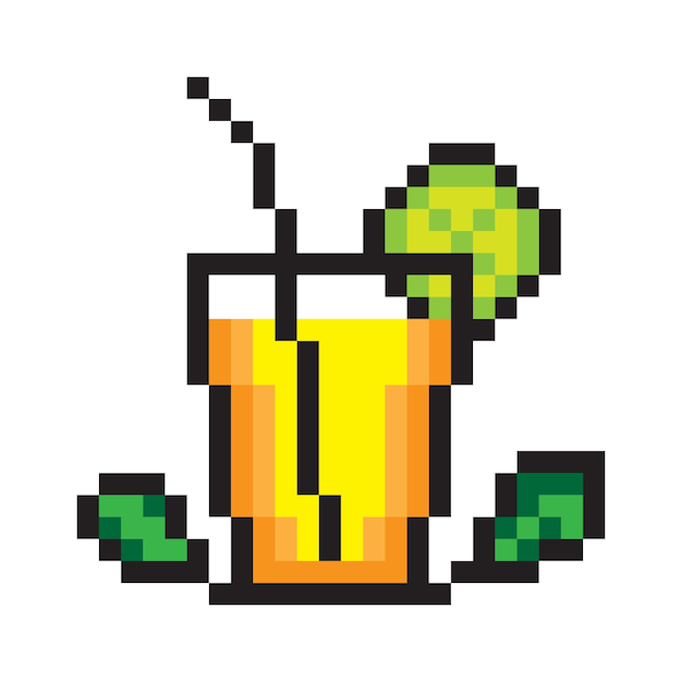 Vector lemonade in 8 bit pixel art stijl