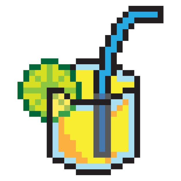 Vector lemonade in 8 bit pixel art stijl