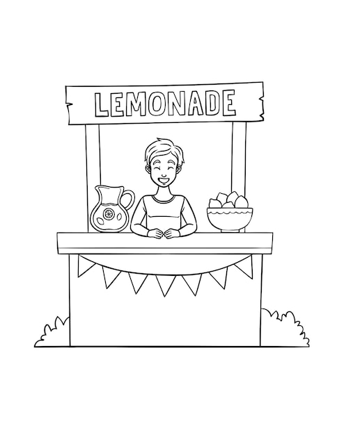 Продавец лимонадного сока Изолированная страница раскраски