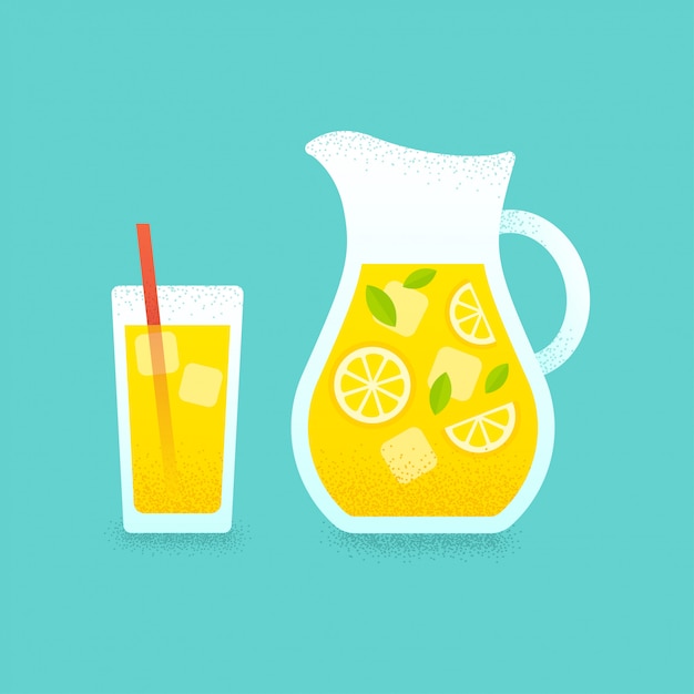 Vector lemonade pitcher and glass